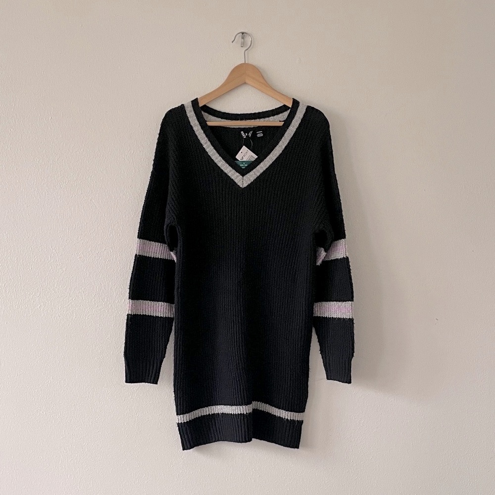 Roxy V-Neck Sweater Dress Oversized Boho Coastal Beach
